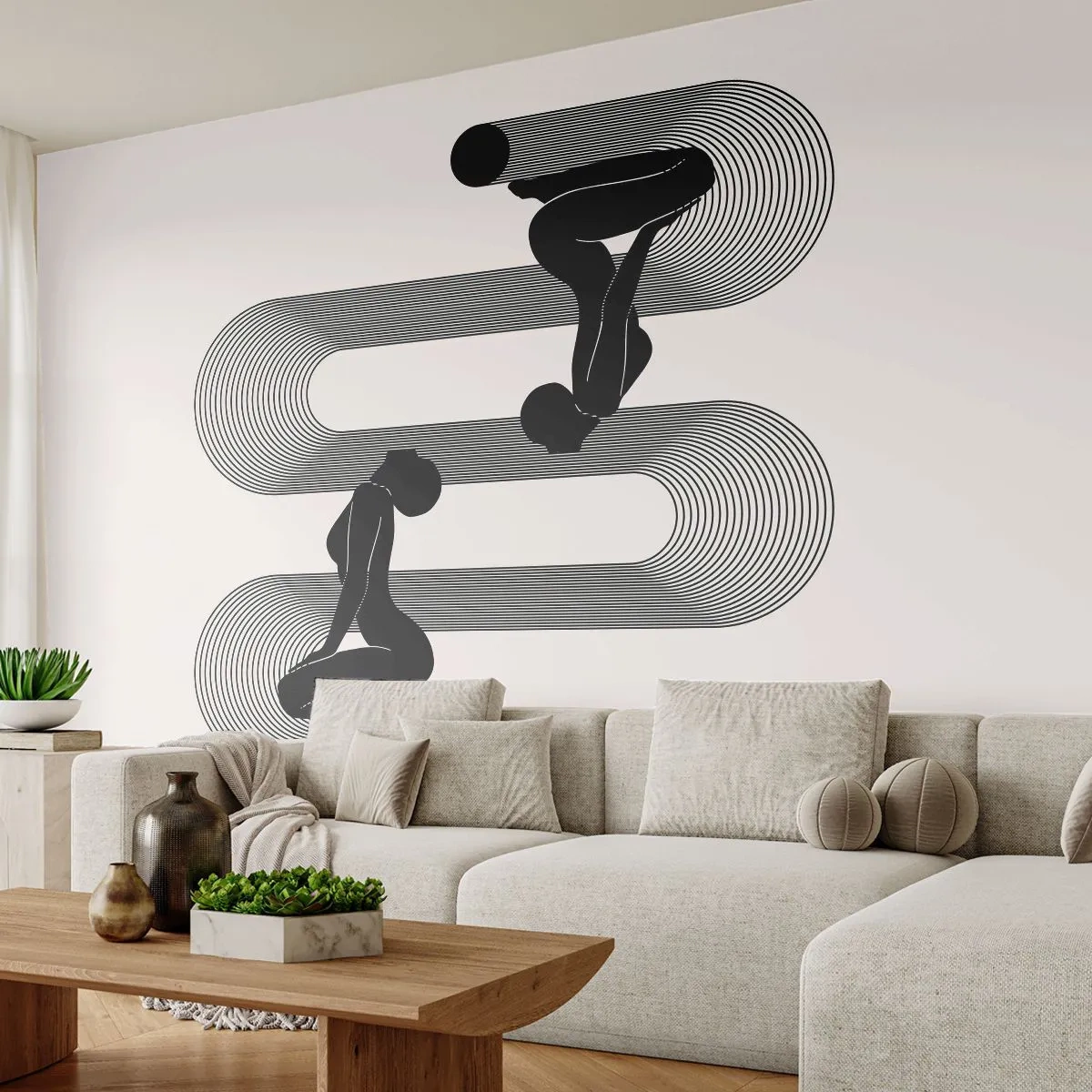 Fotobehang Premium Canvas - Sensuele symmetrie - Vrouwen, Lijnen, Meditatie - 150x105 cm
