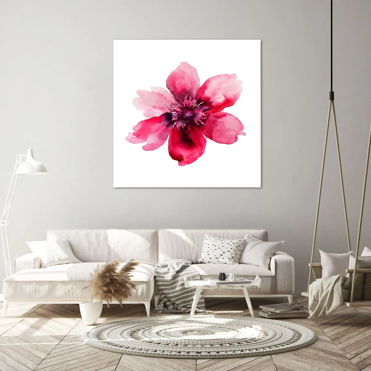 Schilderen op canvas - Een karmijnrode geurende kus - 30x30 cm