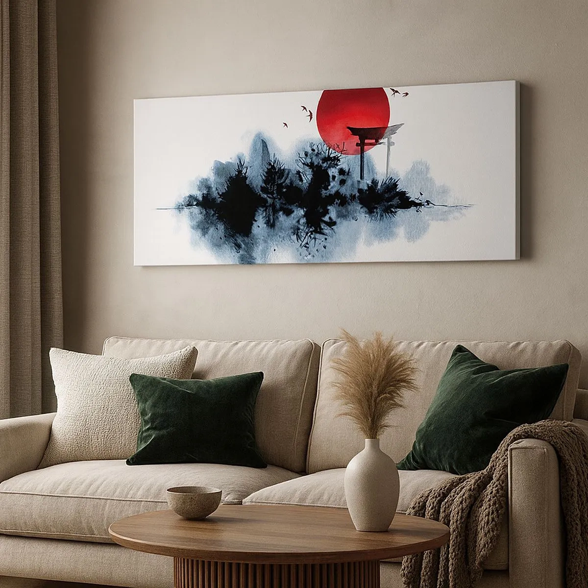 Schilderen op canvas - Japanse weergave - 100x40 cm