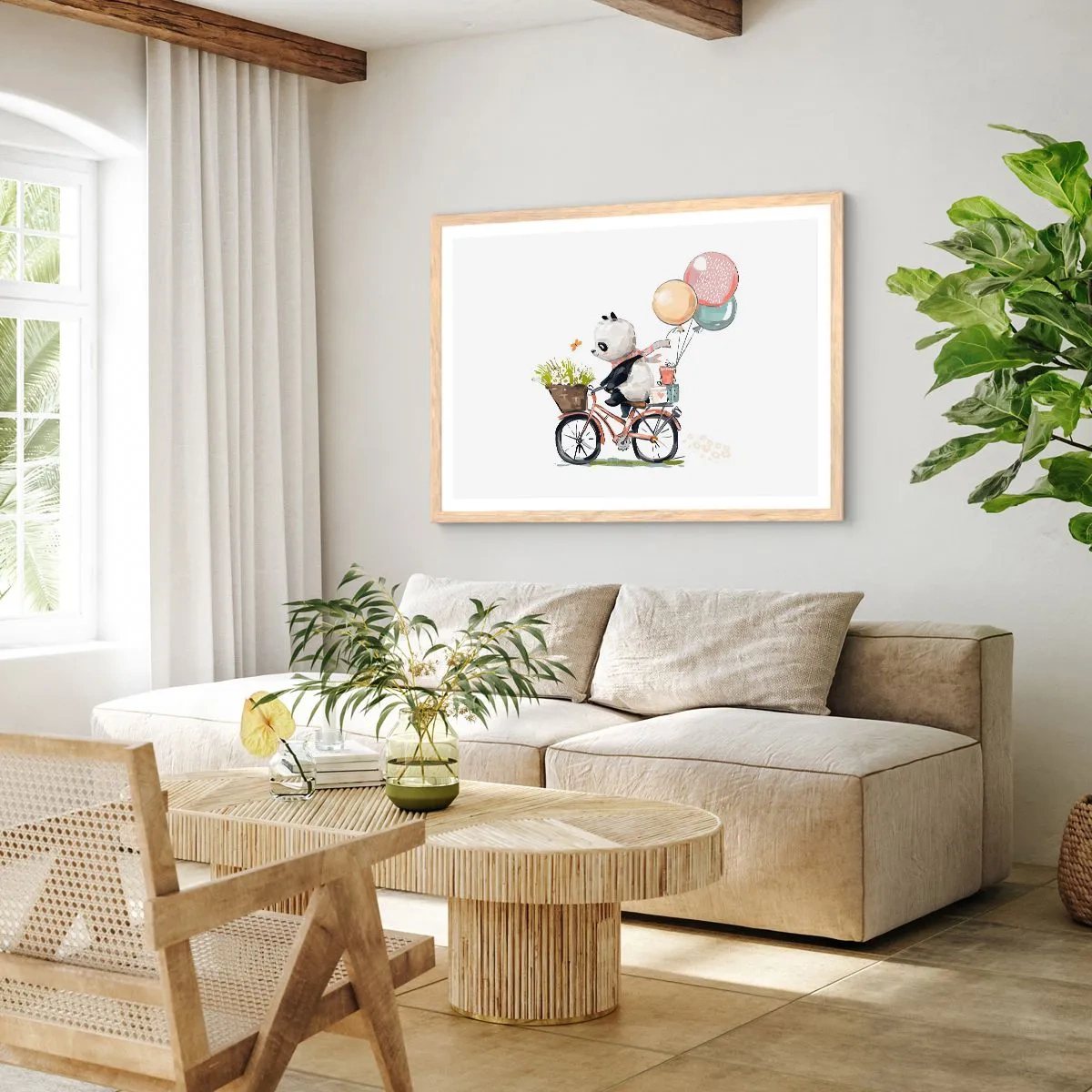 Een poster in een licht eiken lijst - Vrolijke dag - 50x40 cm