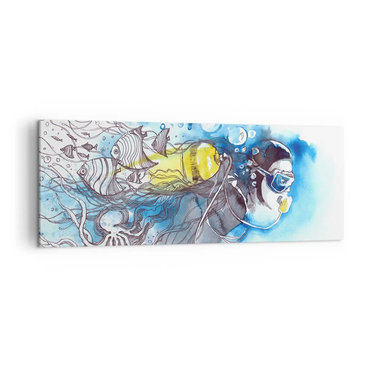 Schilderen op canvas - Geweldig blauw - 140x50 cm