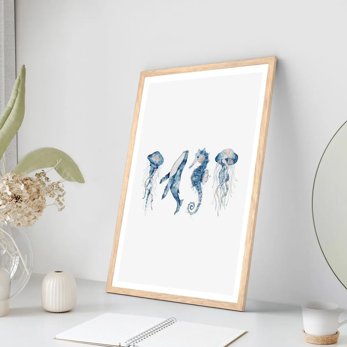 Een poster in een licht eiken lijst - Zee wonderen - 70x100 cm
