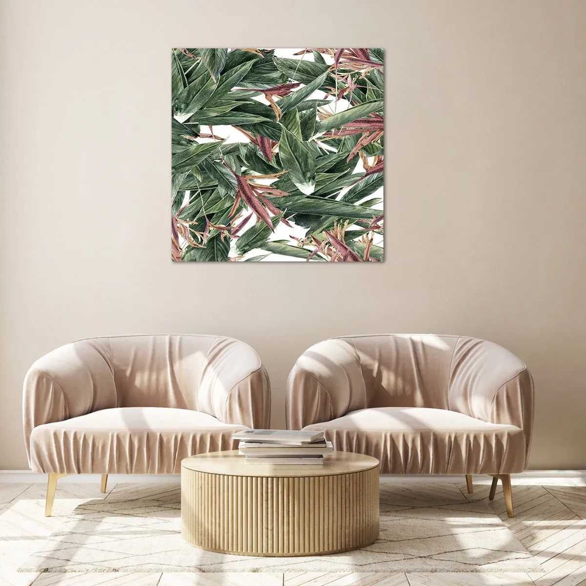 Schilderen op glas - Smaragd-lila struikgewas - 50x50 cm
