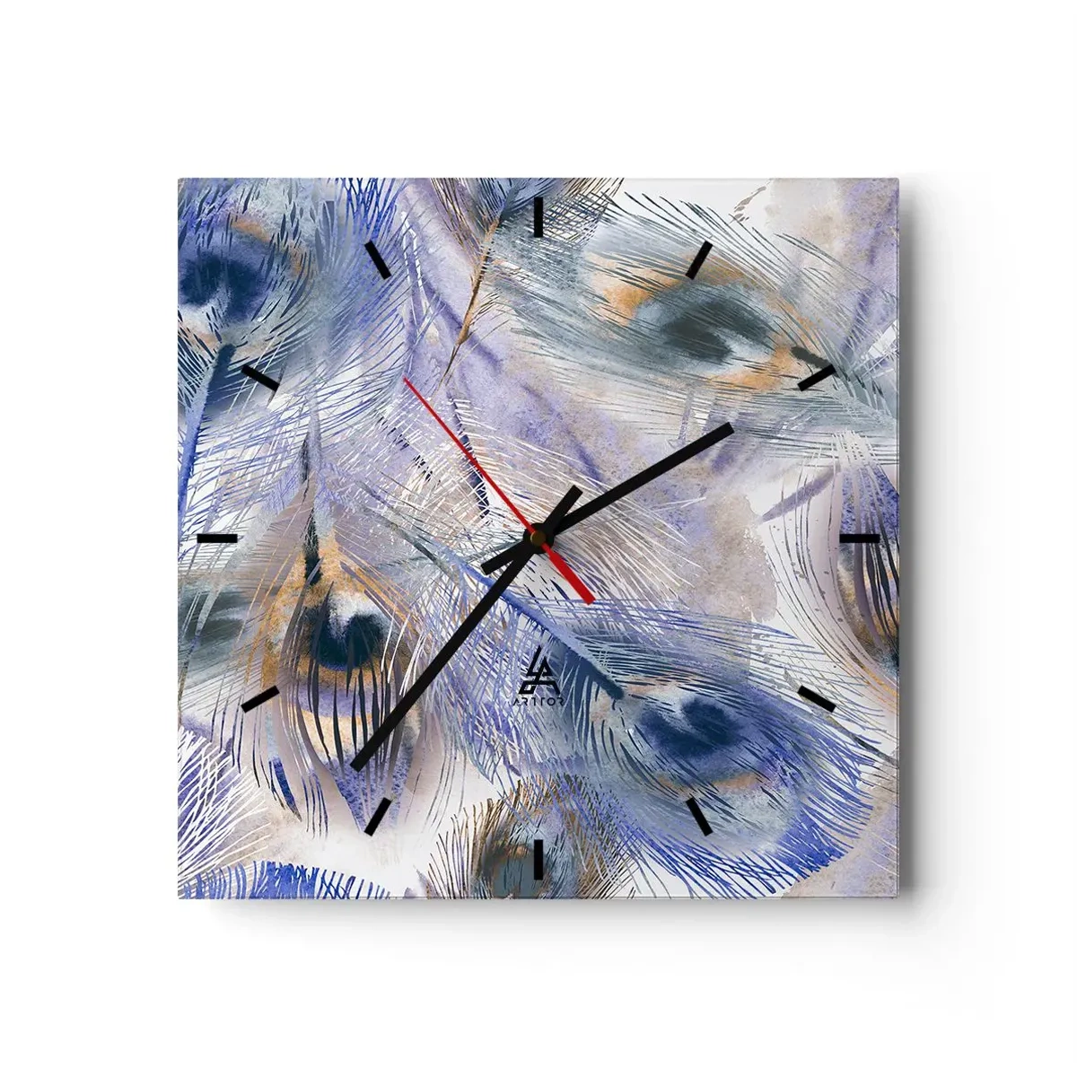 Wandklok - Klok - Pauwenogen compositie - 30x30 cm