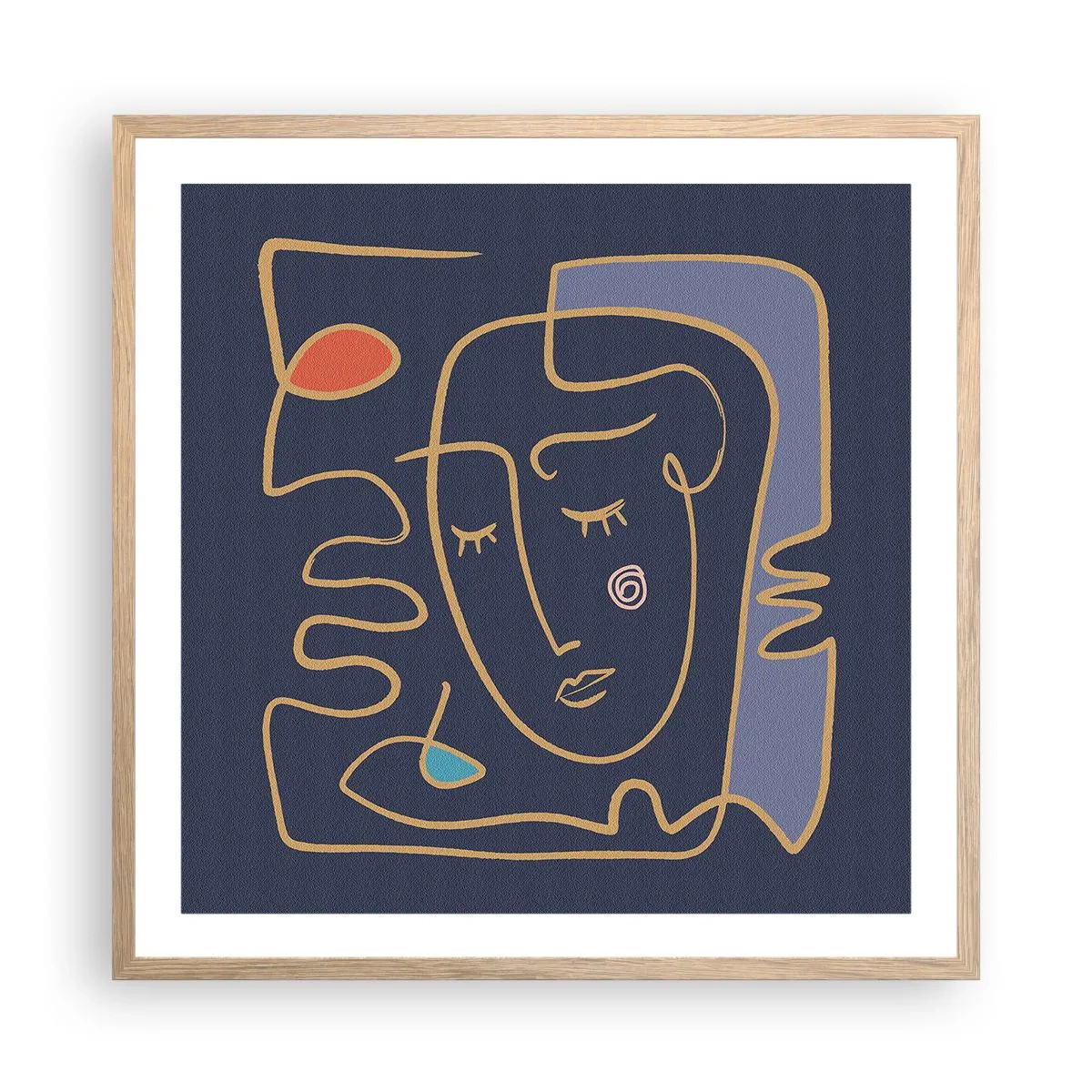 Een poster in een licht eiken lijst - In nadenken - 60x60 cm