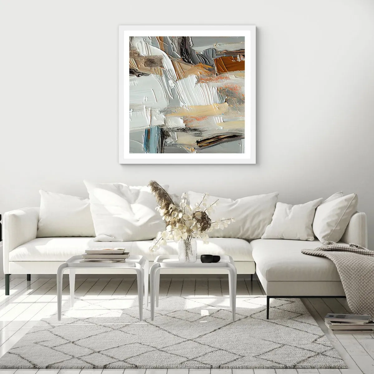 Poster in een witte lijst - Kleurrijke lagen - 50x50 cm