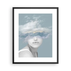 Poster in een zwarte lijst - Met hoofd in de wolken - 40x50 cm