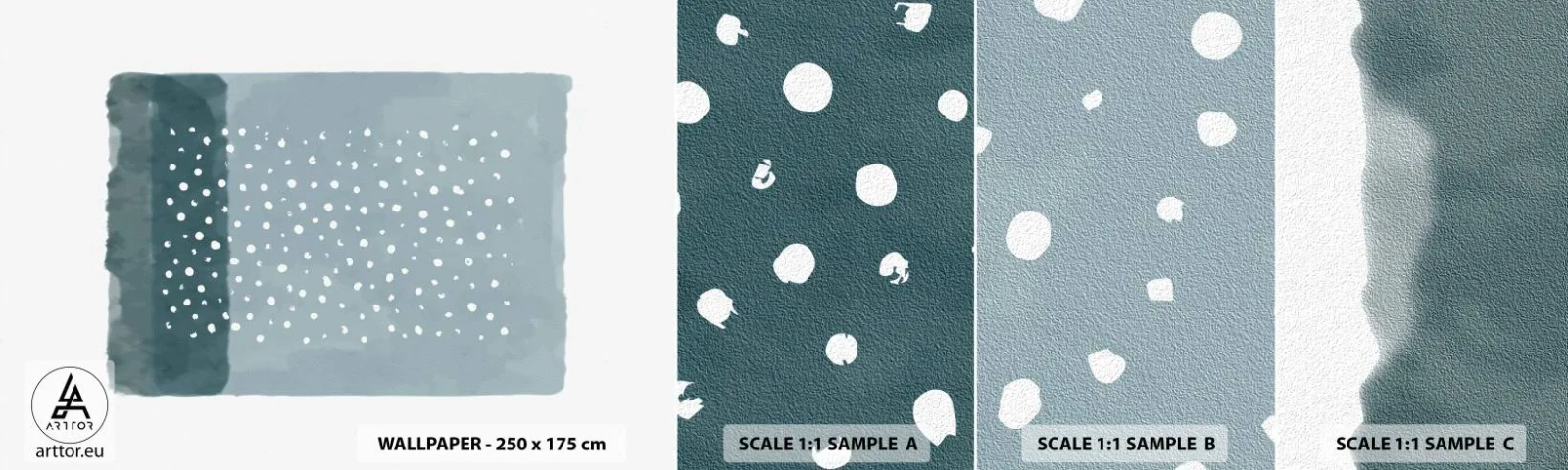 Fotobehang Monster Zelfklevend Deluxe Sticker - Gegroeid op blauw - Abstractie, Deel, Minimalisme - 100x30 cm