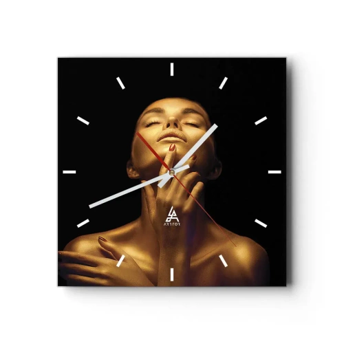 Wandklok - Klok - Als gouden zijde - 30x30 cm