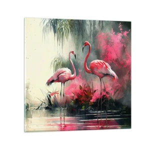 Schilderen op glas - Een les in natuurlijke gratie - 60x60 cm