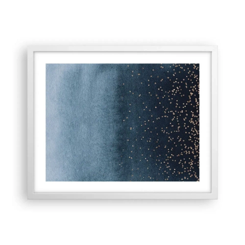 Poster in een witte lijst - Samenstelling - blauwe fasen - 50x40 cm
