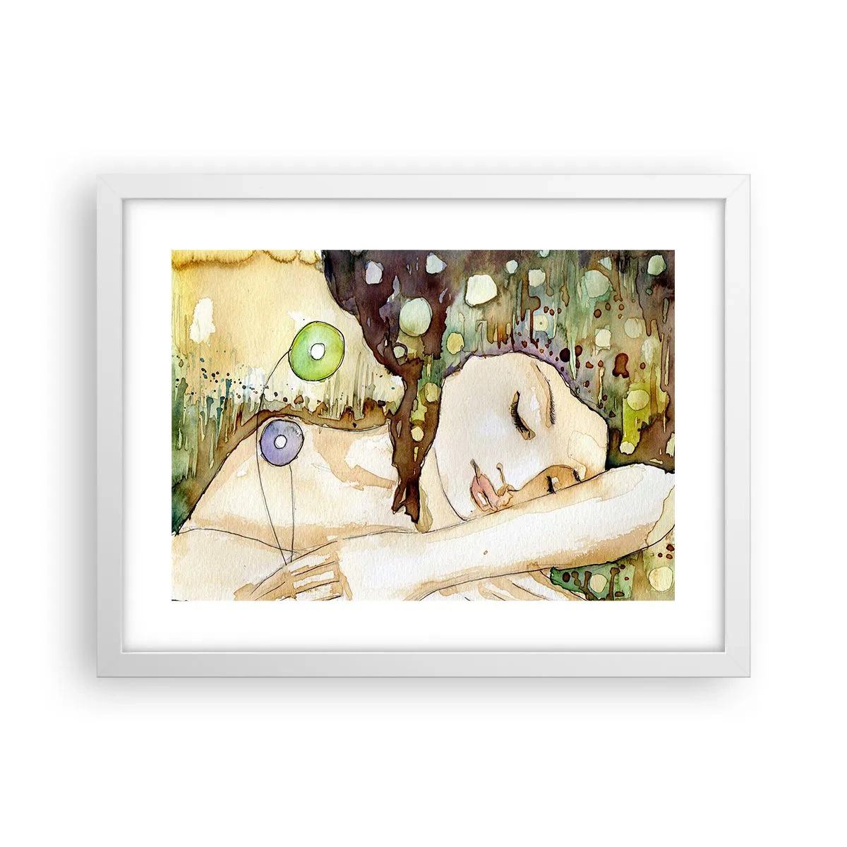 Poster in een witte lijst - Een smaragd-violette droom - 40x30 cm