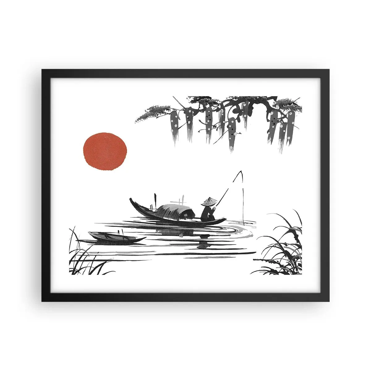 Poster in een zwarte lijst - Aziatische middag - 50x40 cm