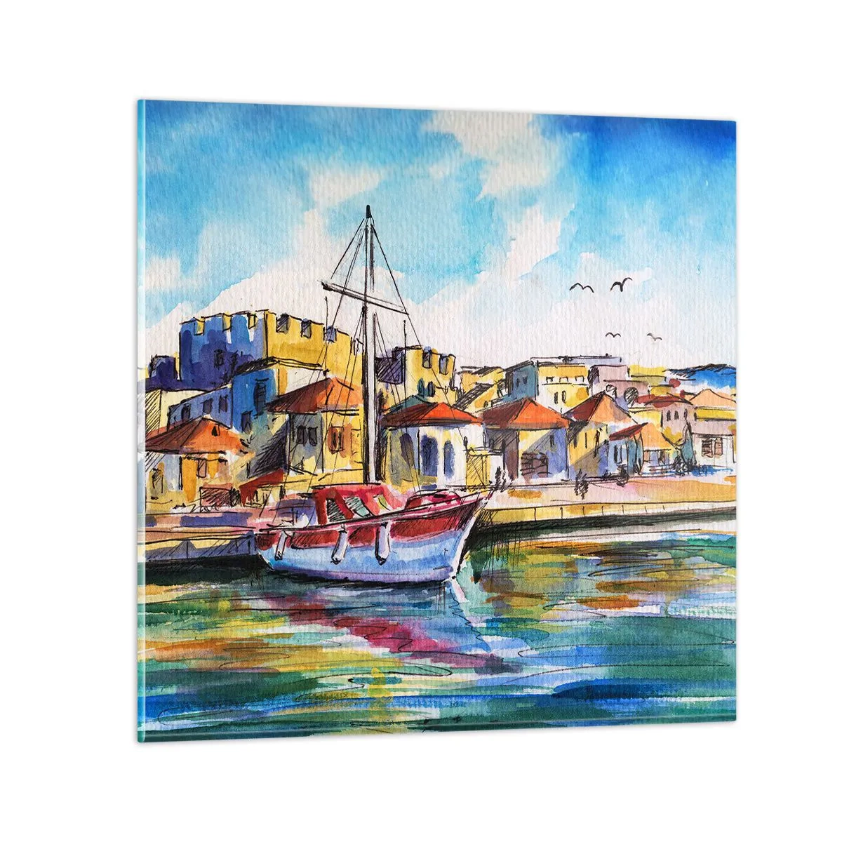 Schilderen op glas - Regenboogmiddag - 70x70 cm