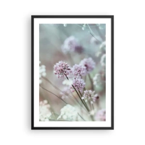 Poster in een zwarte lijst - Delicate bloemen in pastelkleuren - 50x70cm - Zoete filigrane kruiden - Moderne wanddecoratie voor woonkamer en slaapkamer ARTTOR