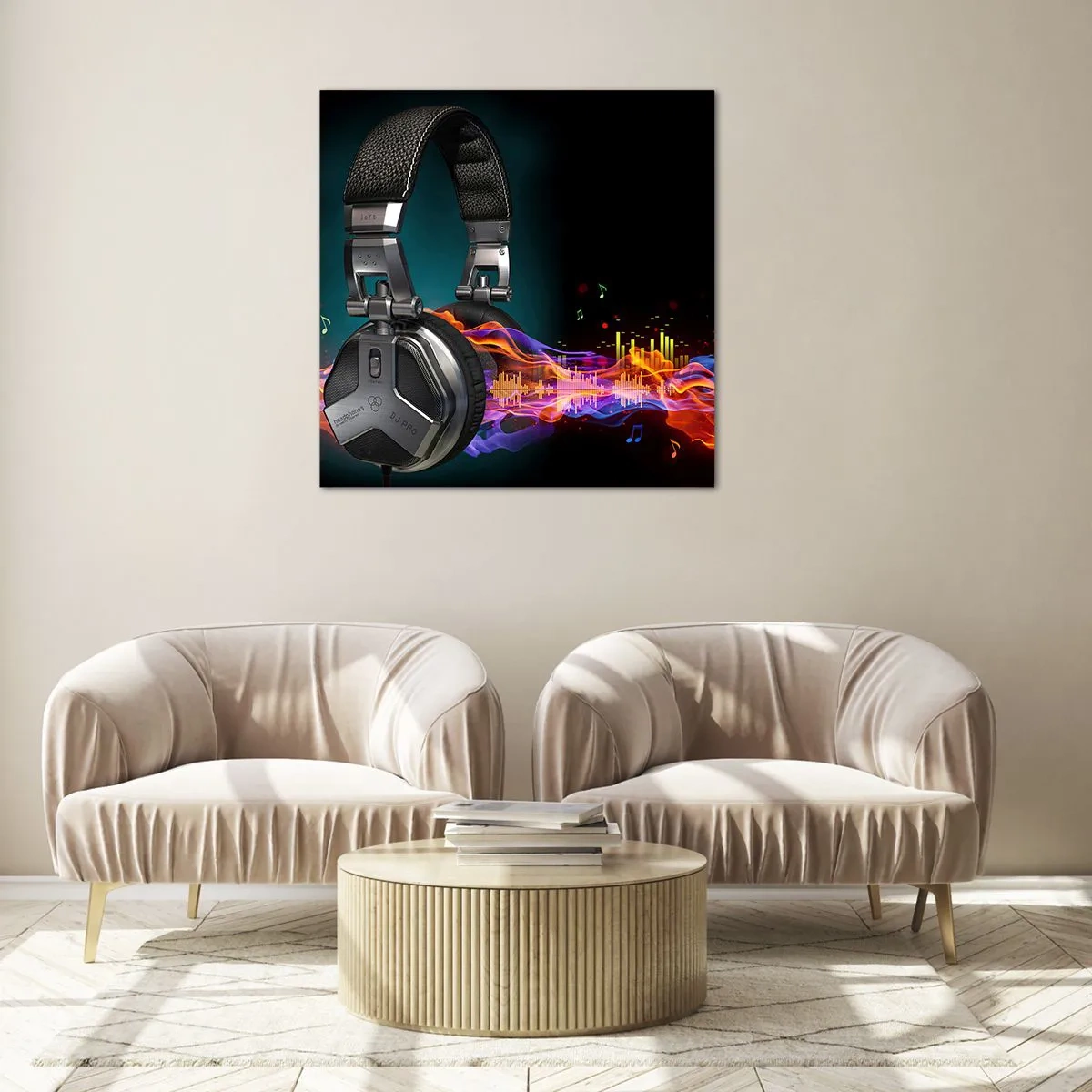 Schilderen op glas - In vuur en vlam van muziek - 40x40 cm