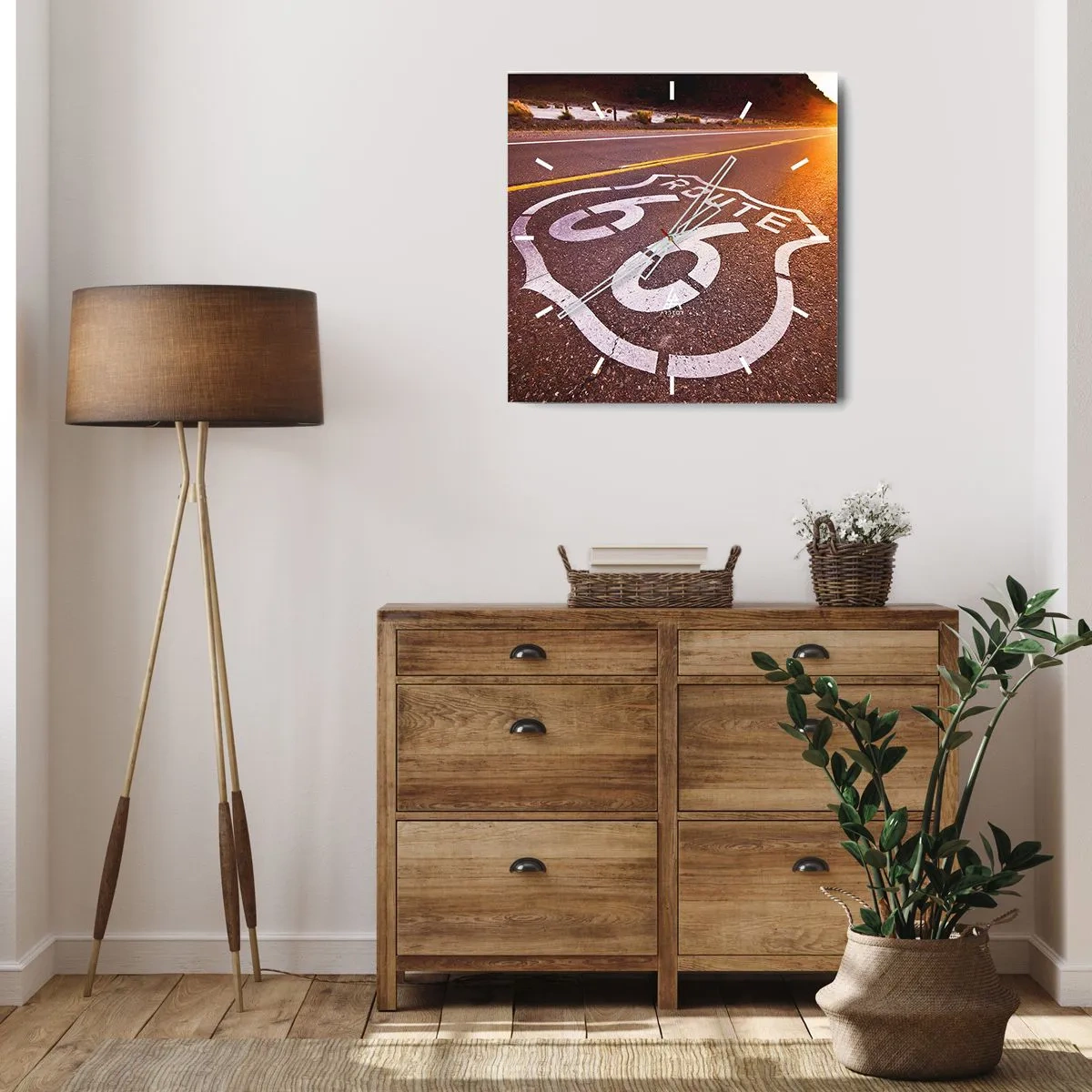 Wandklok - Klok - De beroemde weg 66 - 40x40 cm