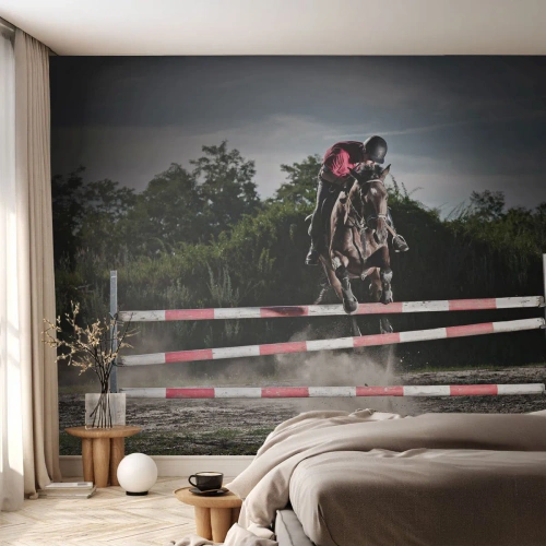 Zelfklevend Fotobehang Deluxe Sticker - Samen naar de overwinning - Dieren, Paard, Sport - 500x350 cm