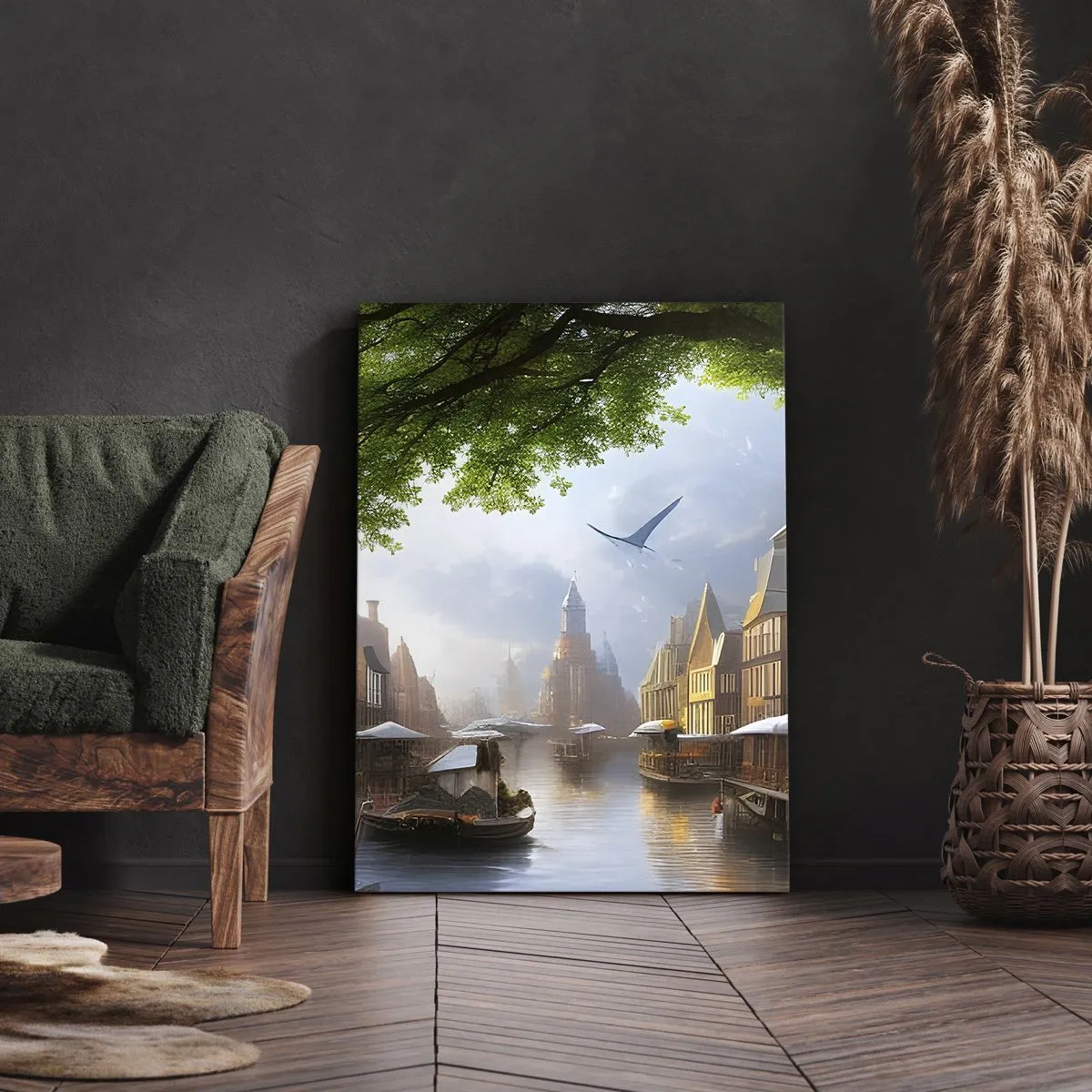 Schilderen op canvas - Hollands stadsbeeld - 55x100 cm