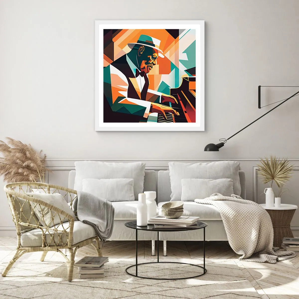 Poster in een witte lijst - Al die jazz - 50x50 cm