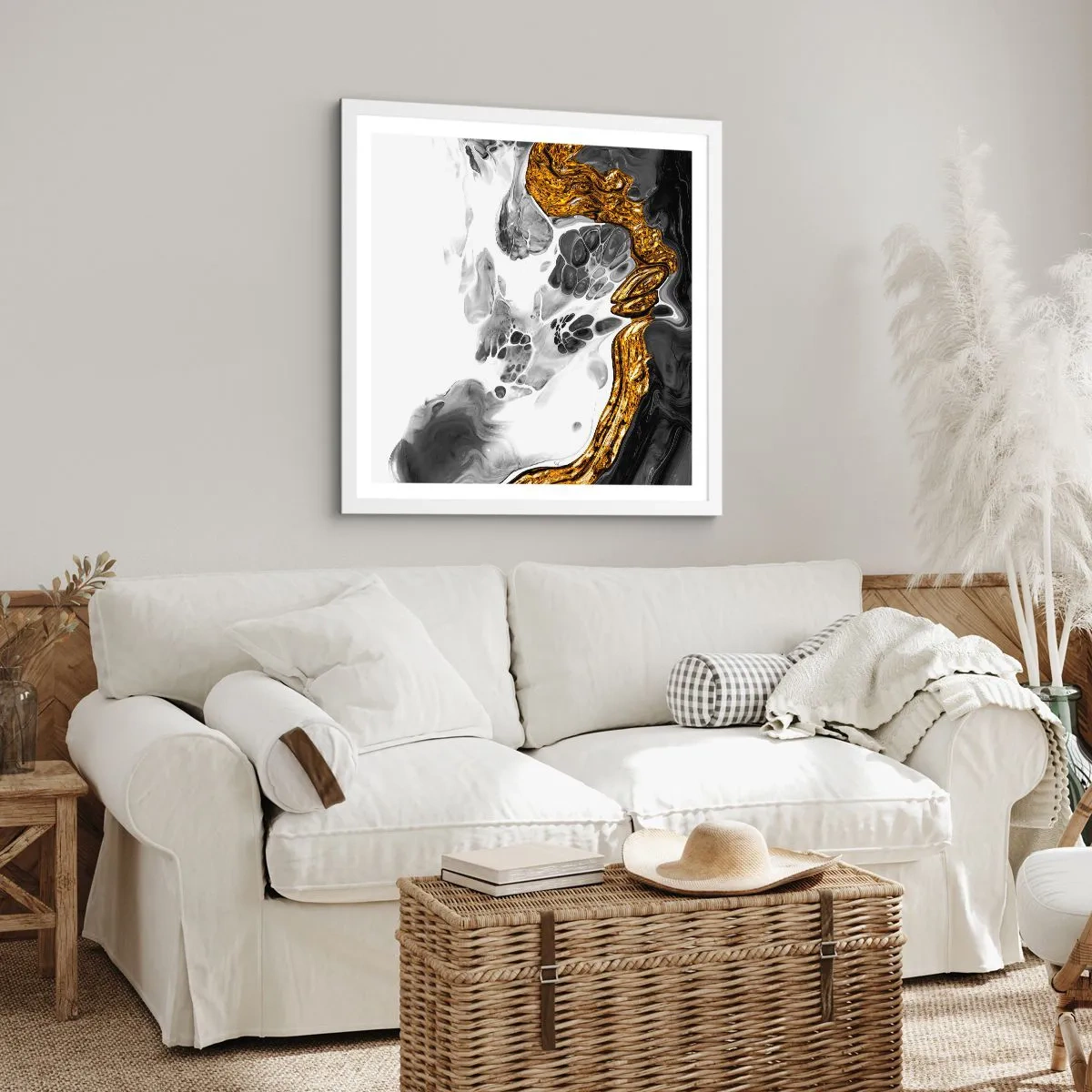 Poster in een witte lijst - Organische samenstelling - 40x40 cm