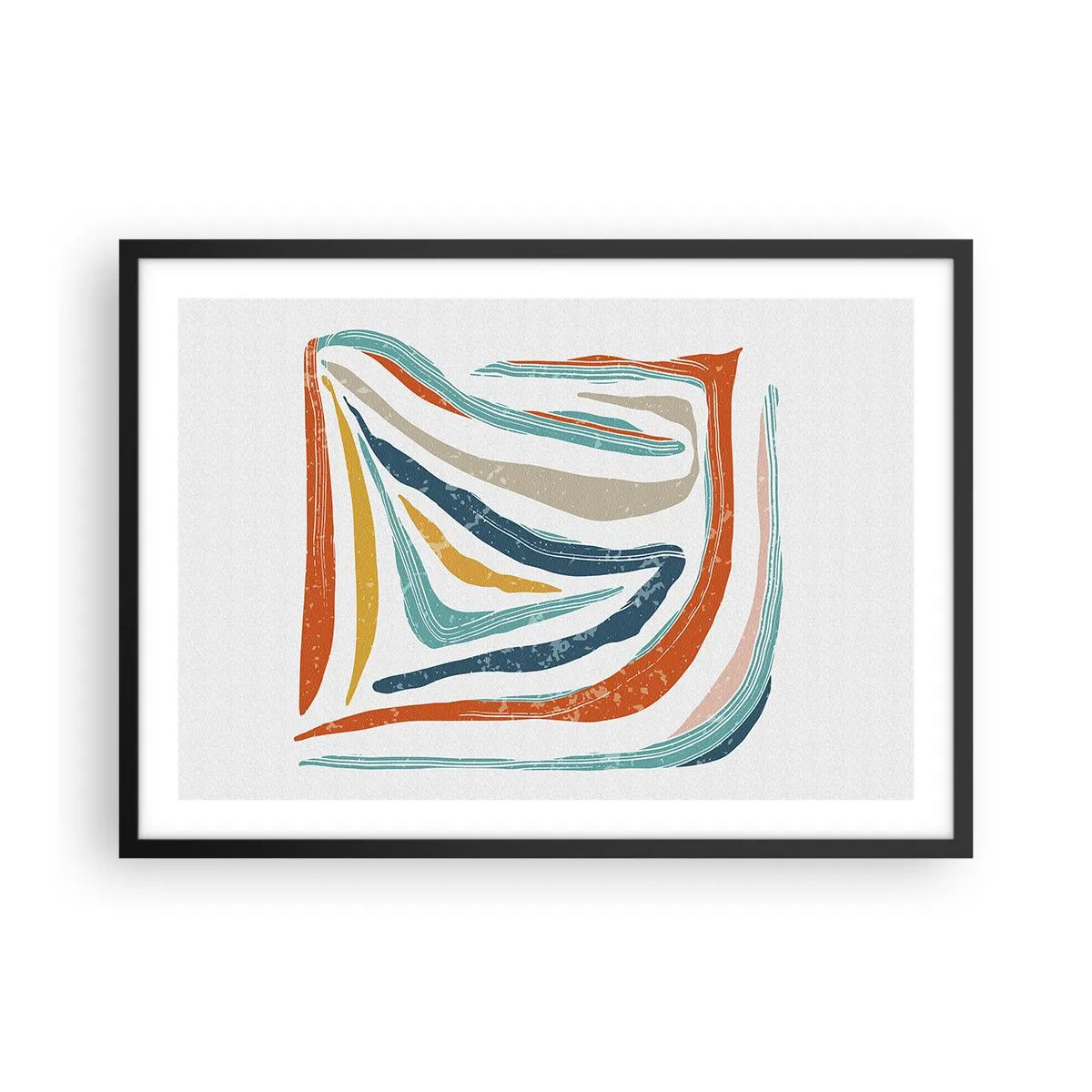 Poster in een zwarte lijst - Abstractie met een vriendelijke glimlach - 70x50 cm