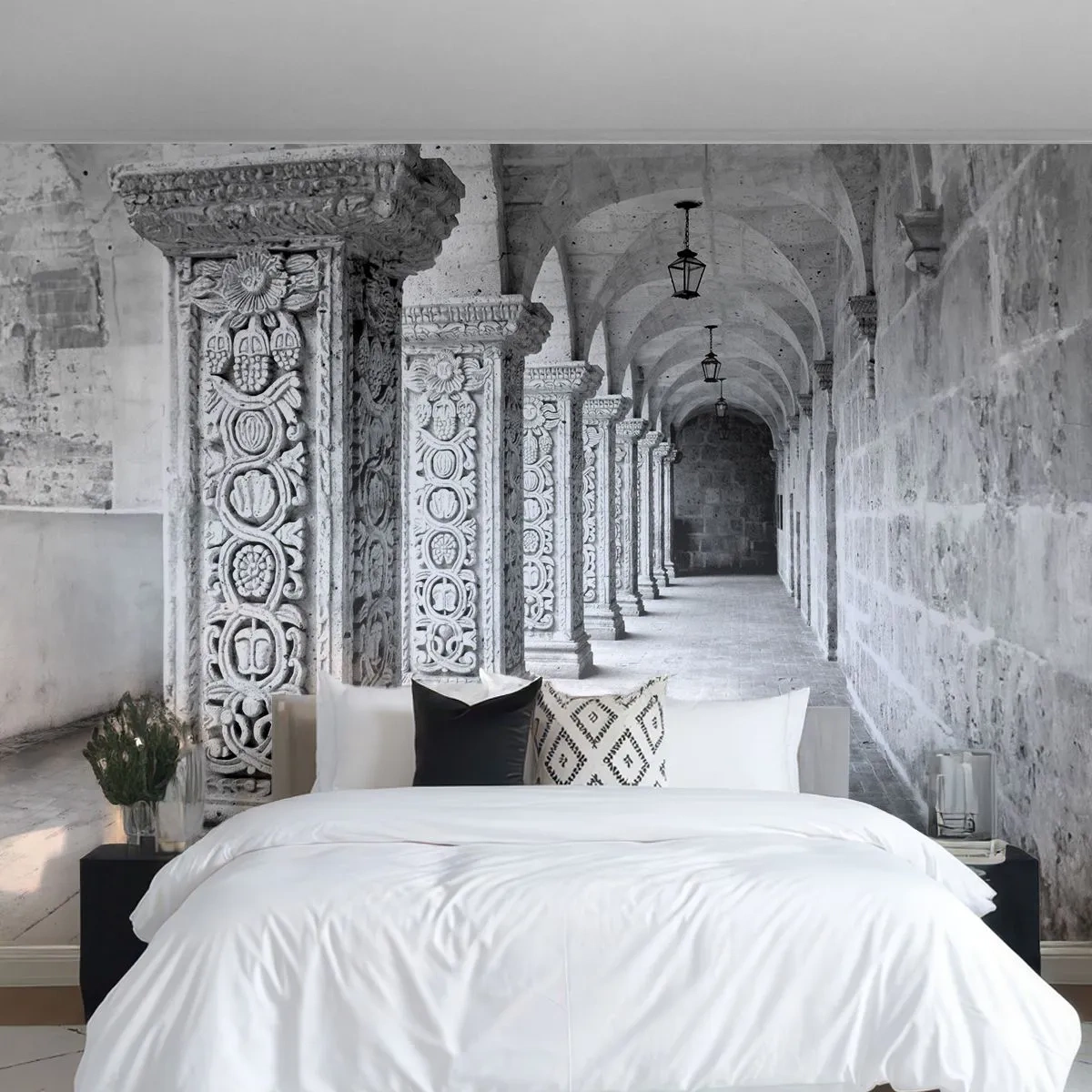 Fotobehang Premium Canvas - En waar naar toe….? - Architectuur, Deel, Zwart en wit - 300x210 cm