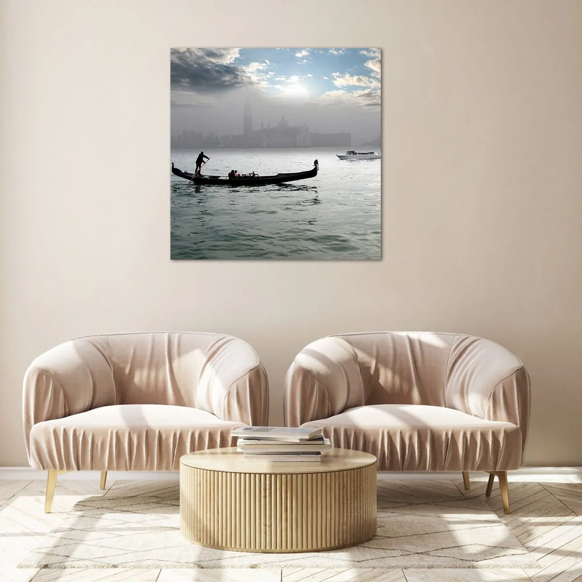 Schilderen op glas - Een fantastische stad van water en mist - 40x40 cm