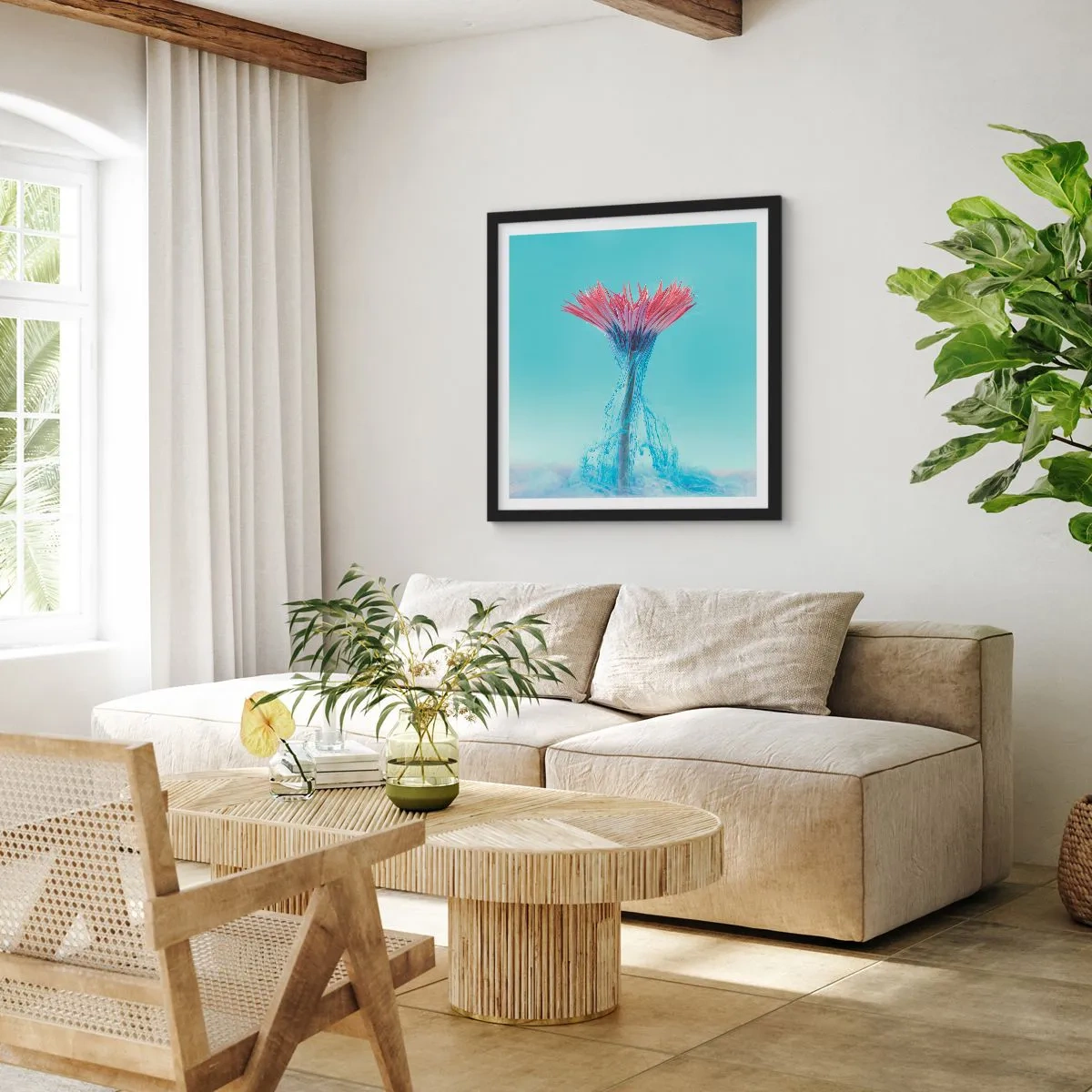 Poster in een zwarte lijst - In een verkwikkende omhelzing - 50x50 cm