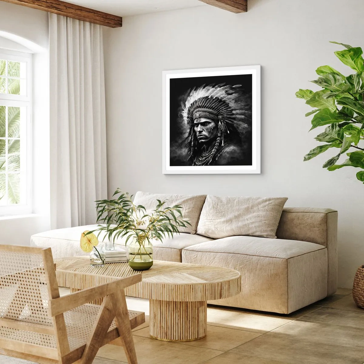 Poster in een witte lijst - Een leider en strijder - 60x60 cm