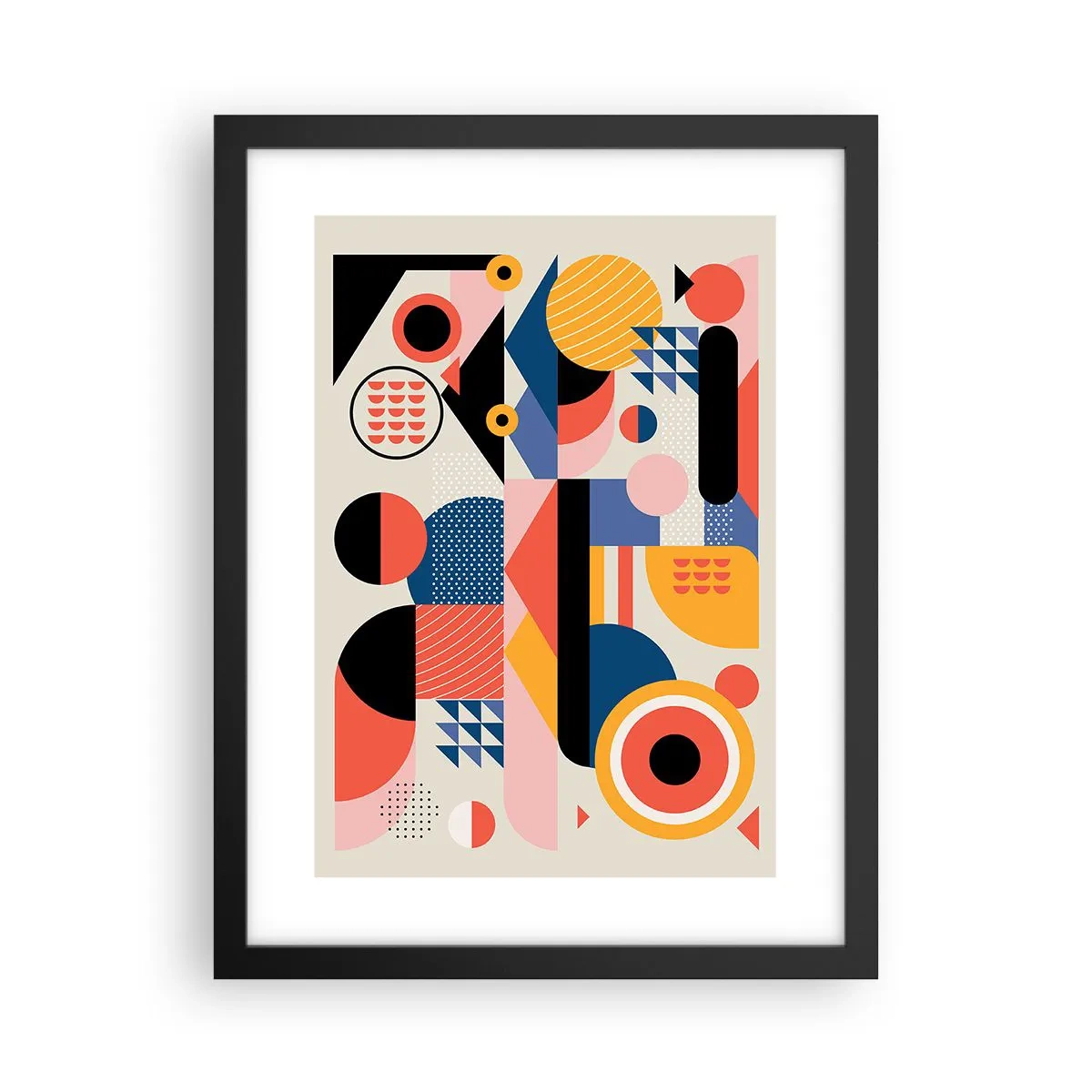 Poster in een zwarte lijst - Compositie: speel rond - 30x40 cm