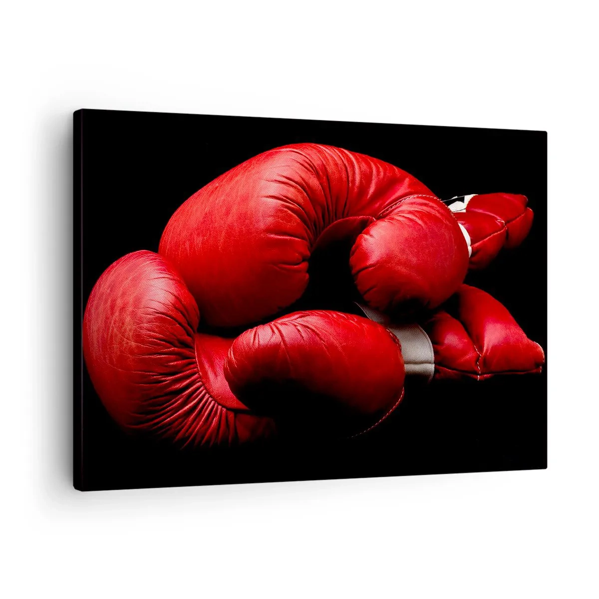 Schilderen op canvas - Rode bokshandschoenen op een zwarte achtergrond - 70x50cm - De emoties van het gevecht met ons - Moderne wanddecoratie voor woonkamer en slaapkamer ARTTOR