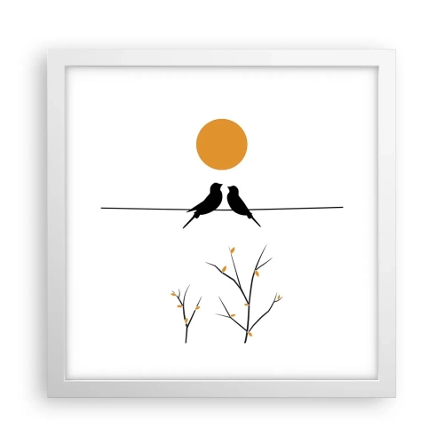 Poster in een witte lijst - Nachtegalen avond - 30x30 cm