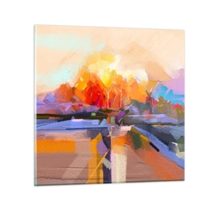 Schilderen op glas - De herfst is geworden - 30x30 cm