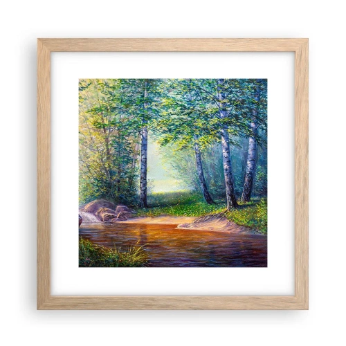 Een poster in een licht eiken lijst - Idyllisch landschap - 30x30 cm