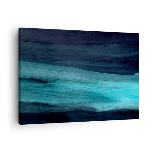 Schilderen op canvas - Subtiele abstracte golven in donkere tinten blauw - 70x50cm - Ga met de stroom mee - Moderne wanddecoratie voor woonkamer en slaapkamer ARTTOR