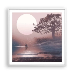 Poster in een witte lijst - nacht wonderen - 60x60 cm