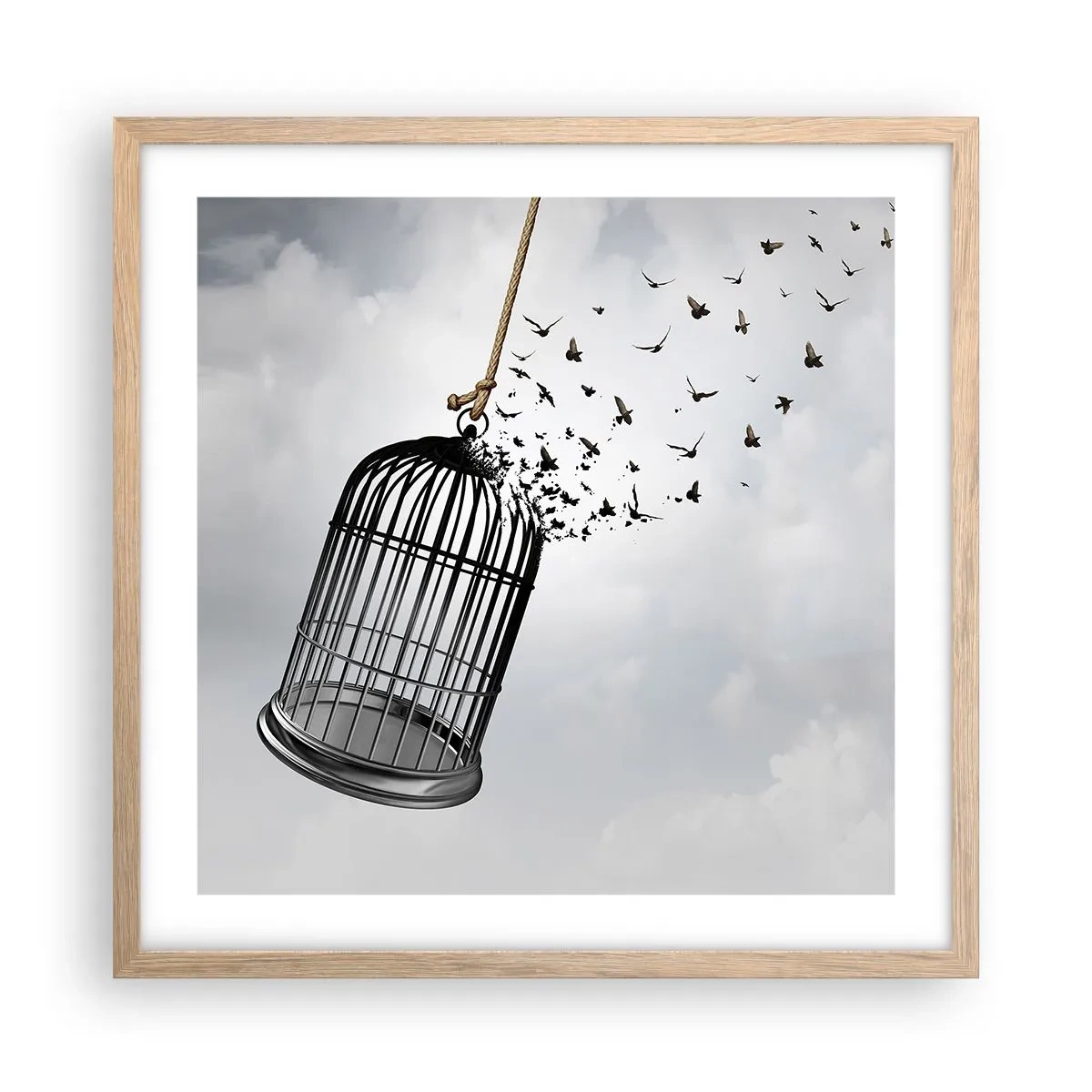 Een poster in een licht eiken lijst - Geloof ... Hoop ... Vrijheid! - 50x50 cm