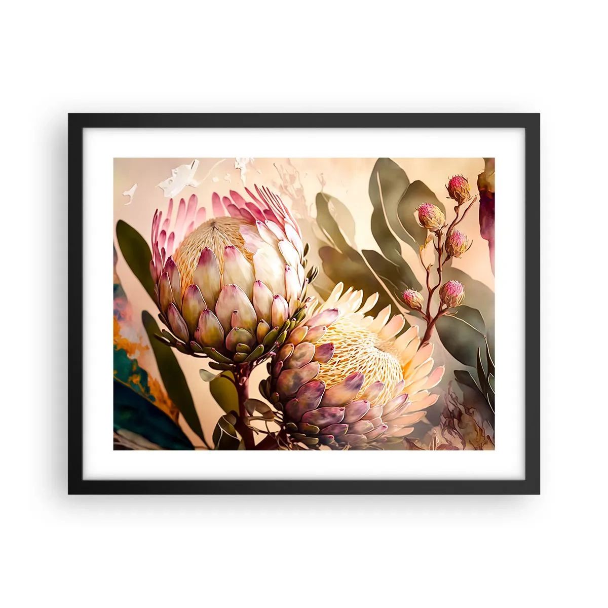 Poster in een zwarte lijst - Teeder omarmd - 50x40 cm