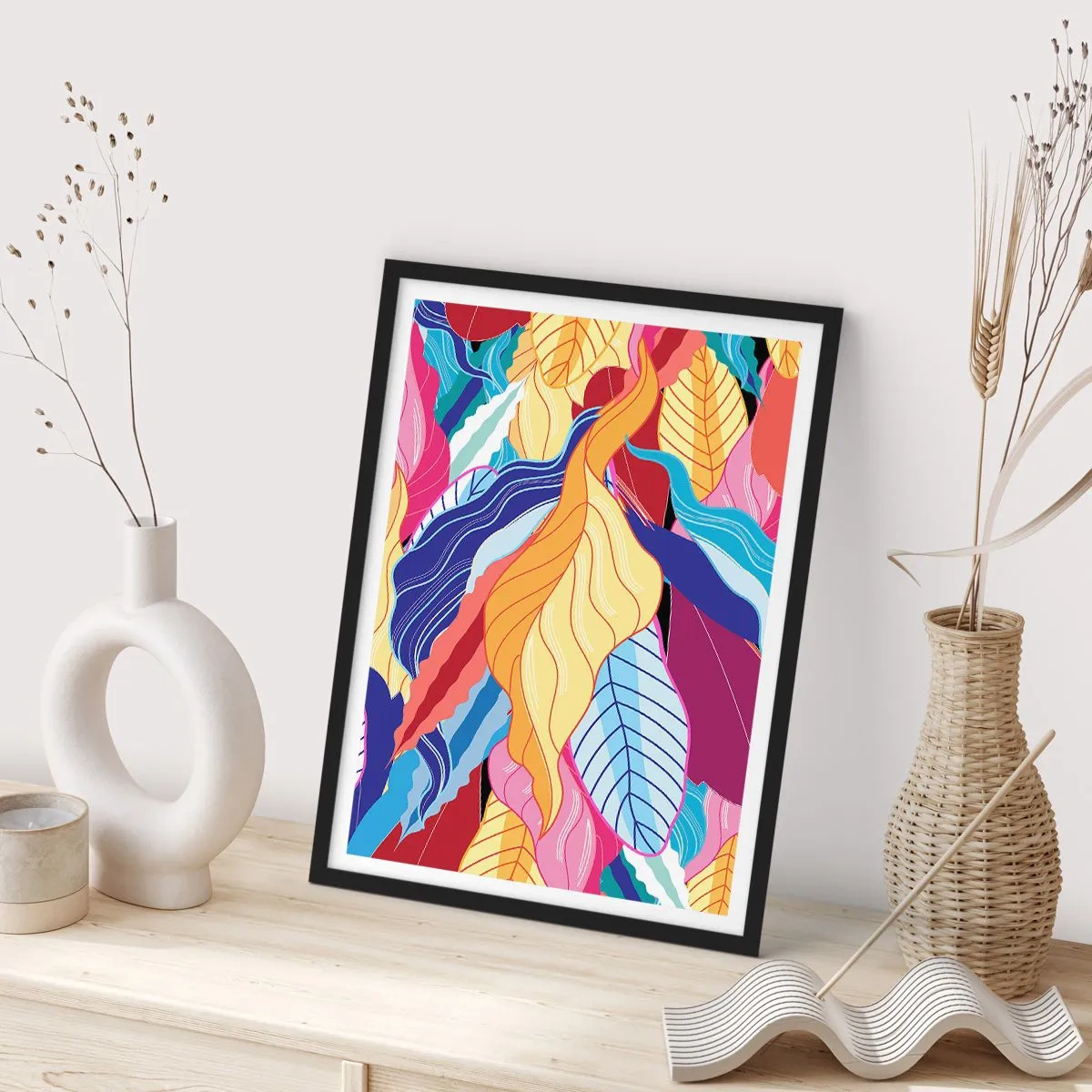 Poster in een zwarte lijst - Een kleurrijke puinhoop - 40x50 cm