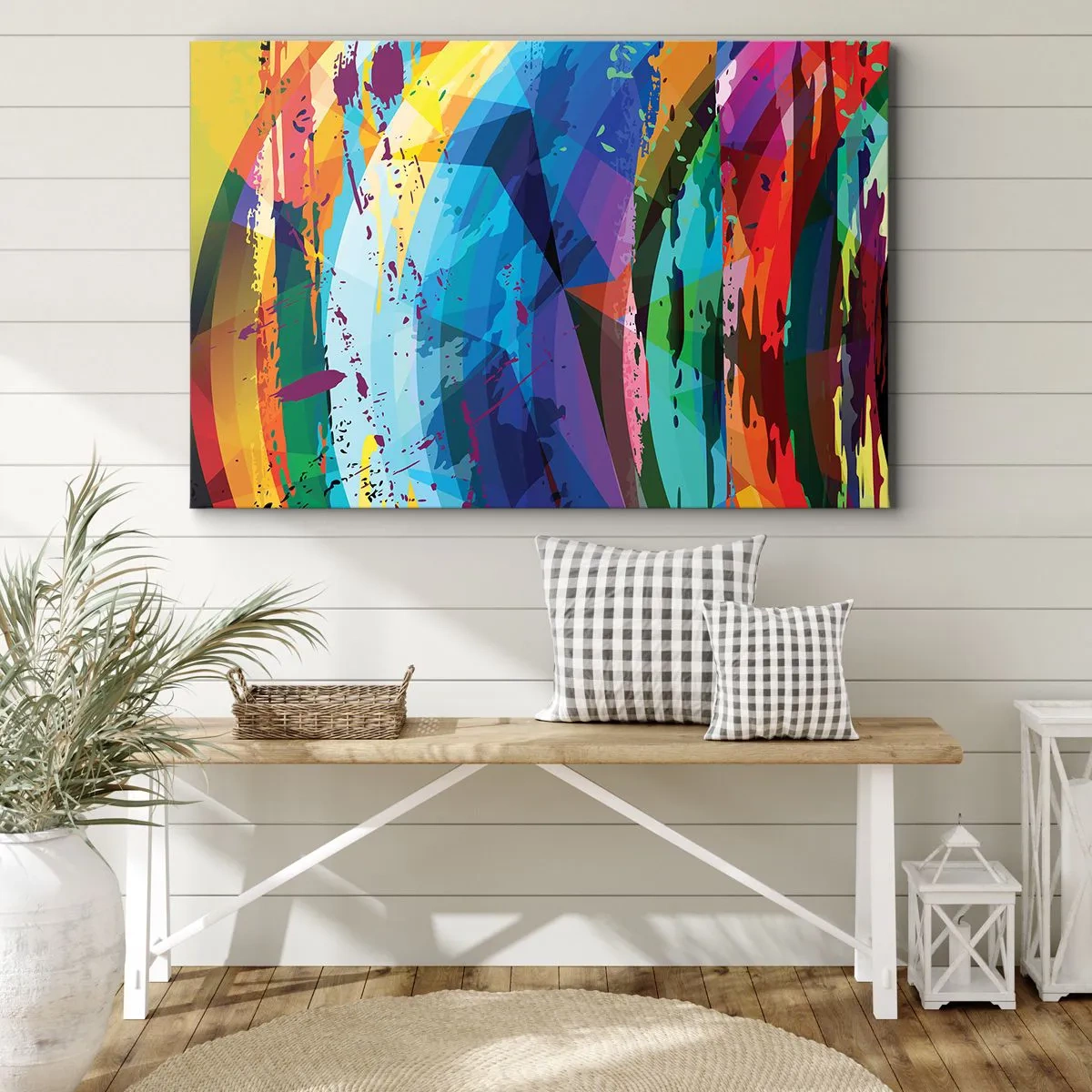 Schilderen op canvas - Kleurrijke abstractie in dynamische patronen en vormen - 70x50cm - Kleurrijke duizeligheid - Moderne wanddecoratie voor woonkamer en slaapkamer ARTTOR
