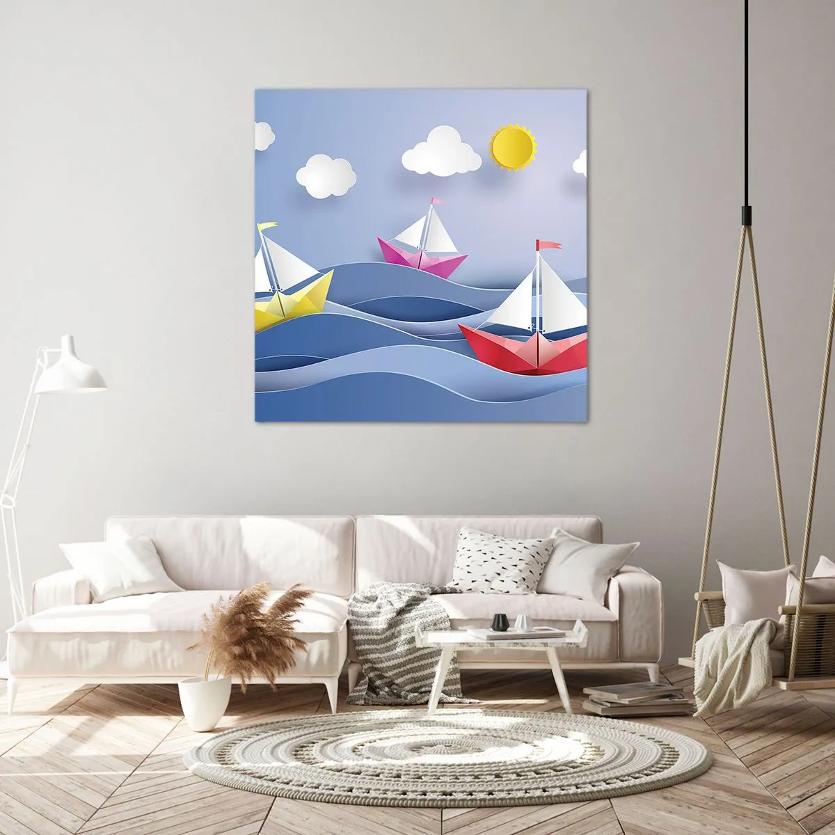 Schilderen op canvas - Ah, wat is het heerlijk om in de golven te schommelen - 50x50 cm