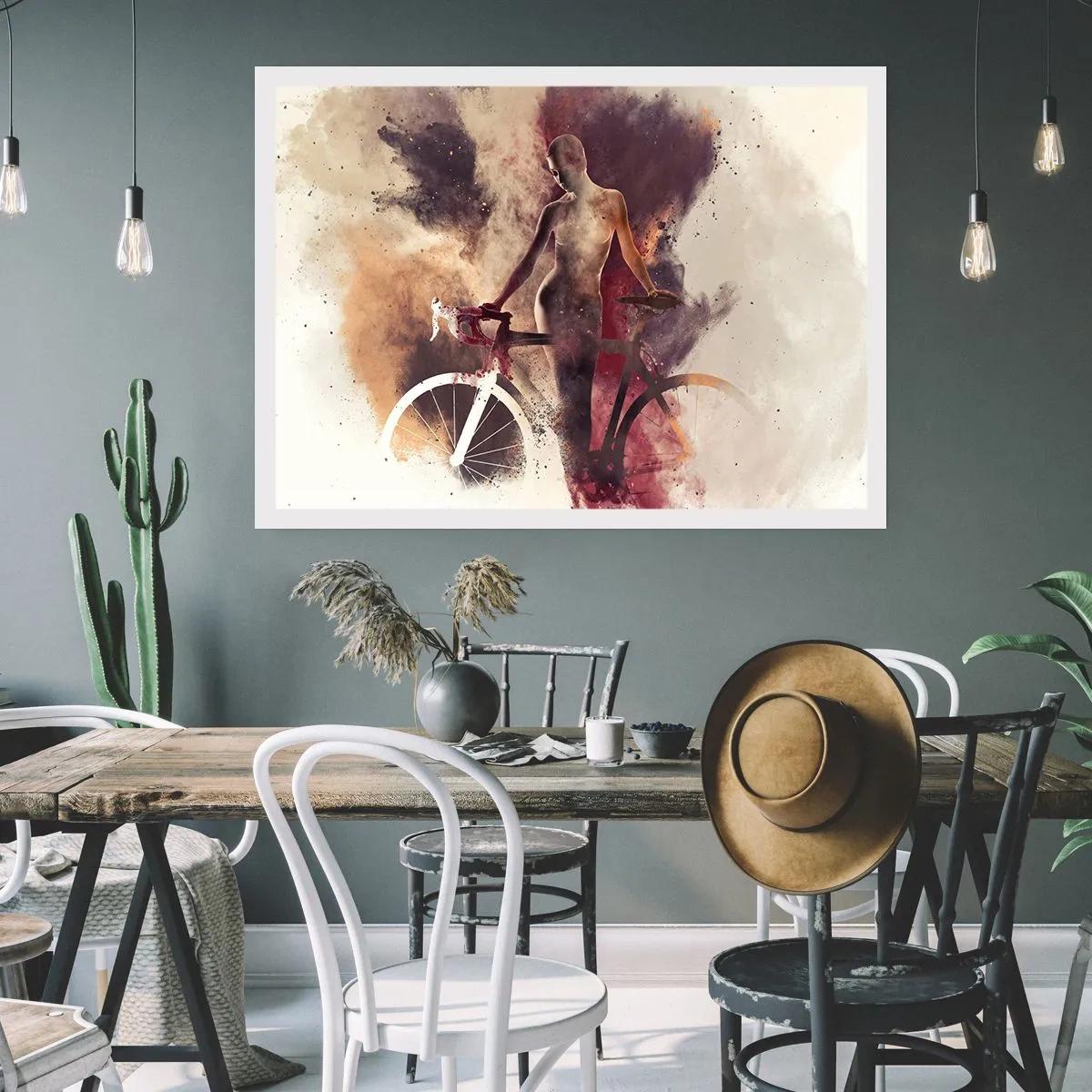 Poster - Een fietsziel in marmeren vormen - 100x70 cm