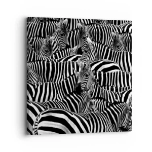 Schilderen op canvas - Groepsportret met strepen - 30x30 cm