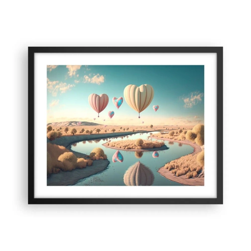 Poster in een zwarte lijst - Liefde laat je vliegen - 50x40 cm