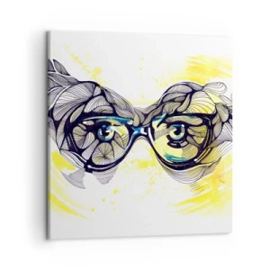 Schilderen op canvas - Door een blauwe bril - 50x50 cm