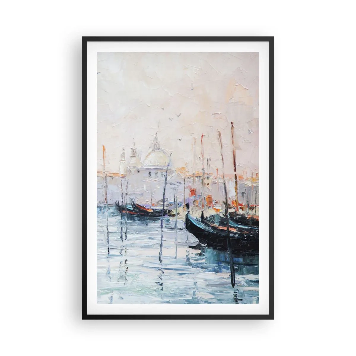 Poster in een zwarte lijst - Achter het water, achter de mist - 61x91 cm