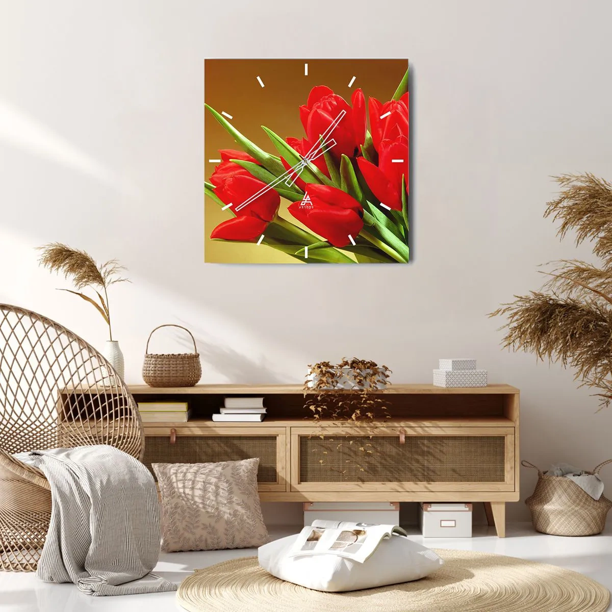 Wandklok - Klok - Een bos van lentevreugde - 30x30 cm