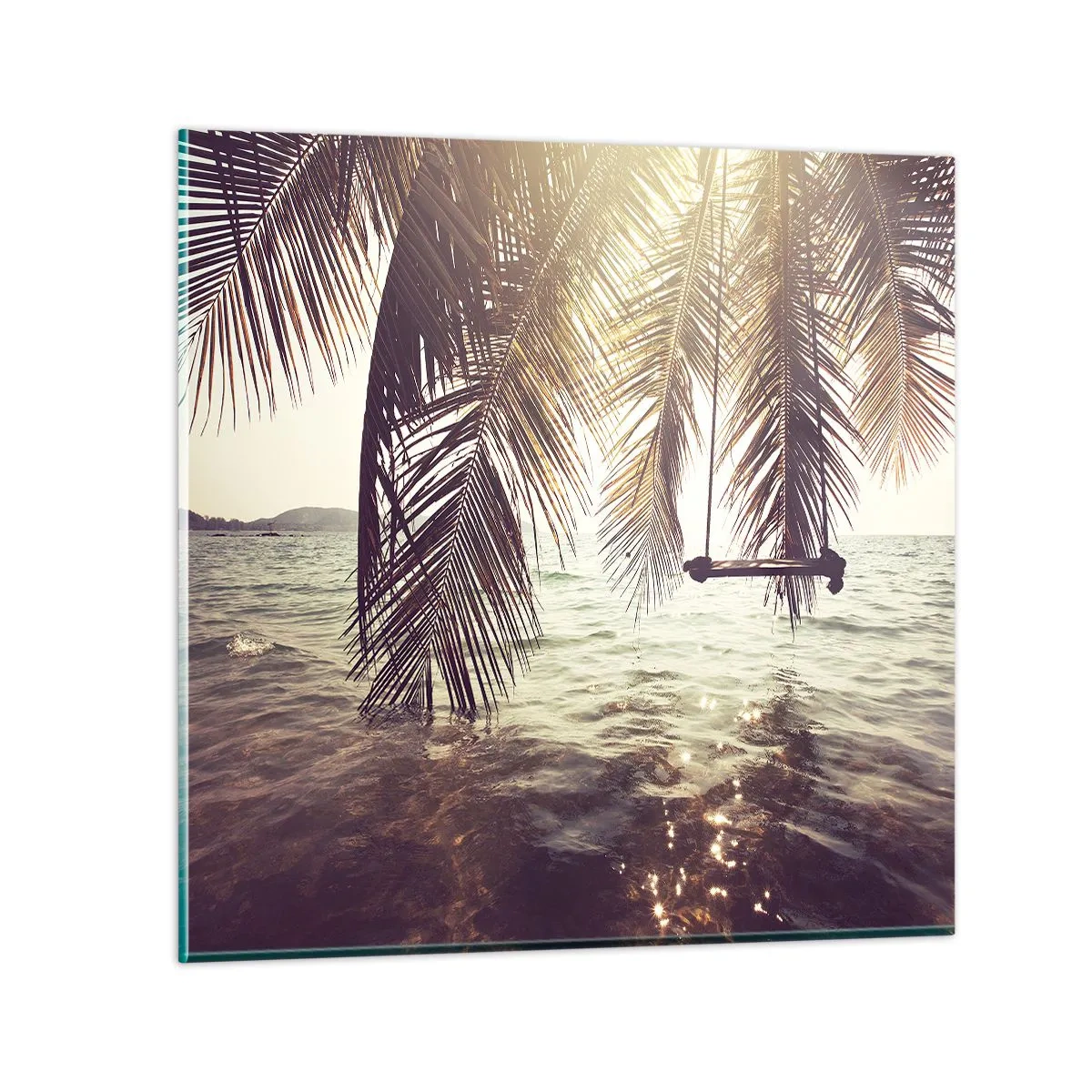 Schilderen op glas - Je kunt naar believen in de wolken slingeren - 40x40 cm