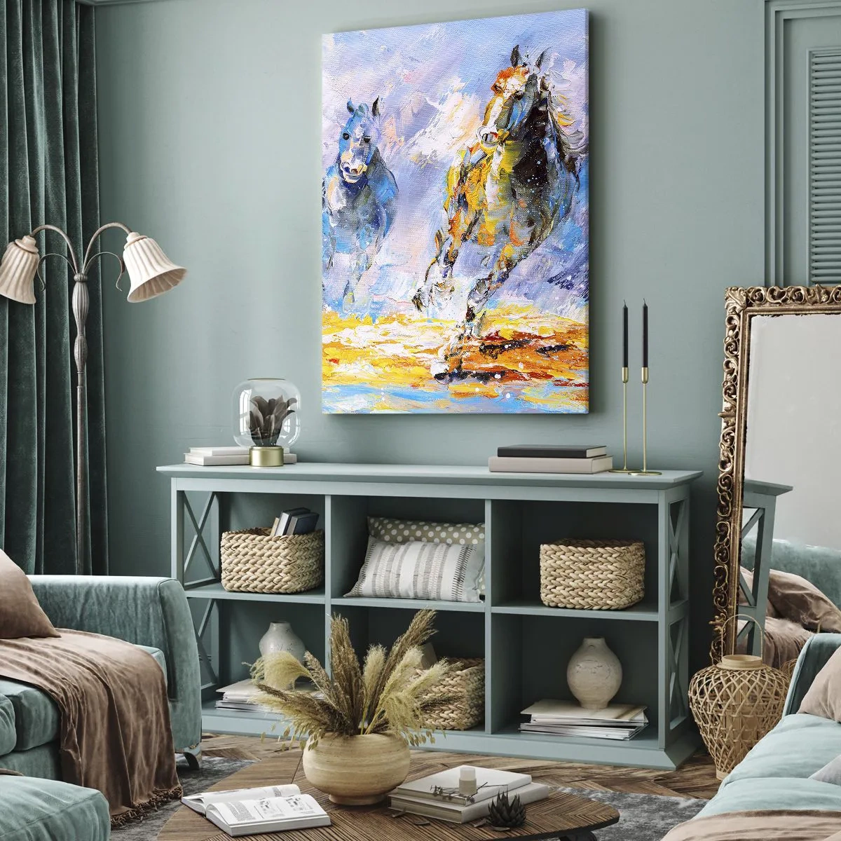 Schilderen op canvas - Galopperen door de schittering - 55x100 cm